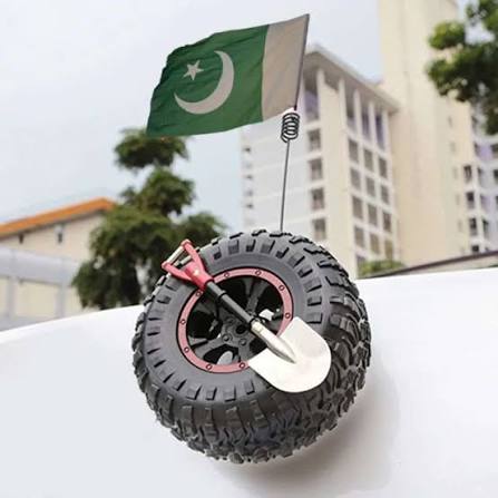Pakistan Flag Car Antenna Decoration with Mini Tire & Shovel