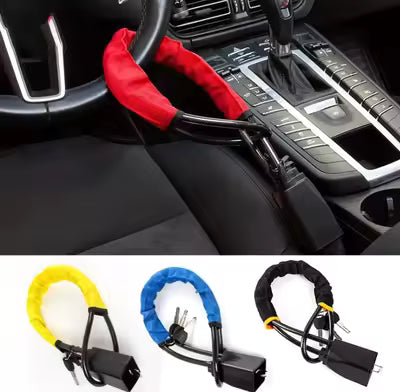 Car Steering Wheel Lock with Seat Belt Buckle | Universal Anti-Theft Security Lock for Cars, SUVs & Trucks